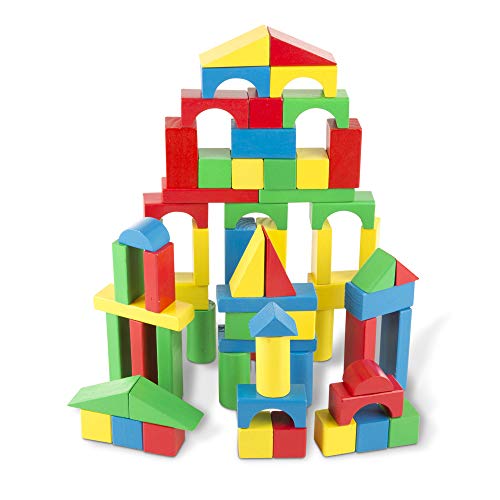 Product Cover Melissa & Doug Wooden Building Blocks Set (Developmental Toy, 100 Blocks in 4 Colors and 9 Shapes, Great Gift for Girls and Boys - Best for 3, 4, 5, 6, 7, and 8 Year Olds)