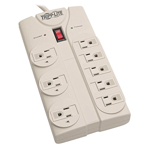 Product Cover Tripp Lite 8 Outlet Surge Protector Power Strip, 8ft Cord Right Angle Plug, Lifetime Insurance & $75K Insurance (TLP808)
