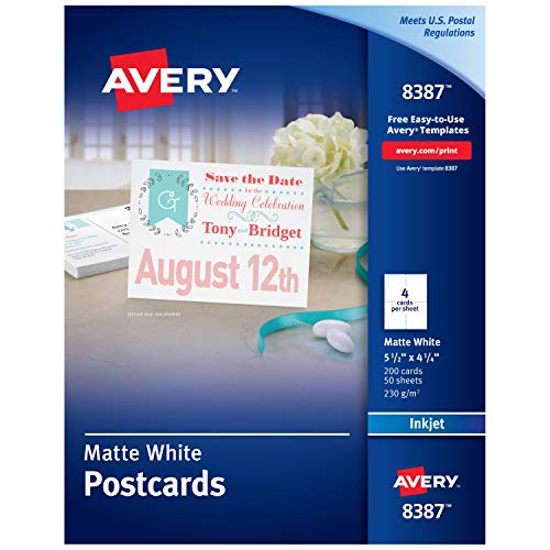 Product Cover Avery Printable Postcards, Inkjet, 4.25