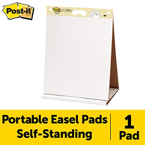 Product Cover Post-it Super Sticky Tabletop Easel Pad, 20 x 23 Inches, 20 Sheets/Pad, 1 Pad (563R), Portable White Premium Self Stick Flip Chart Paper, Built-in Easel Stand