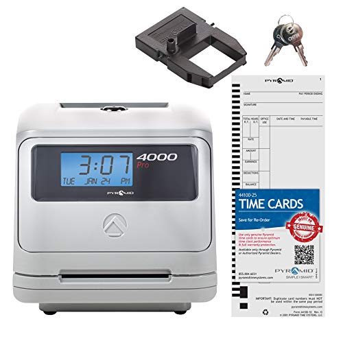Product Cover Pyramid 4000 Auto Totaling Time Clock, 50 Employees - Made in USA