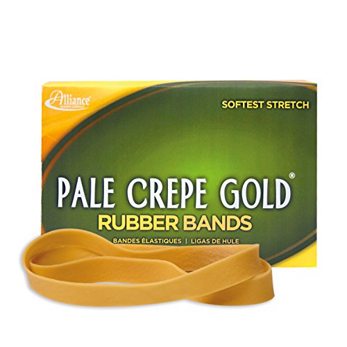 Product Cover Alliance Rubber 21075 Pale Crepe Gold Rubber Bands Size #107, 1 lb Box Contains Approx. 60 Bands (7