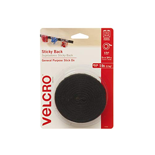 Product Cover VELCRO Brand - Sticky Back Hook and Loop Fasteners| Perfect for Home or Office |  5ft x 3/4in Roll | Black