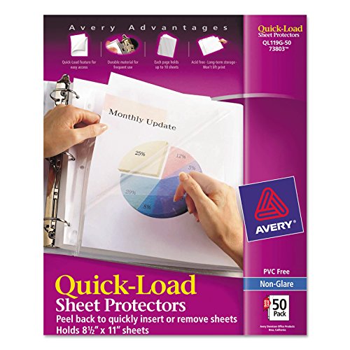 Product Cover Avery 73803 Quick Top & Side Loading Sheet Protectors, Letter, Non-Glare (Box of 50)