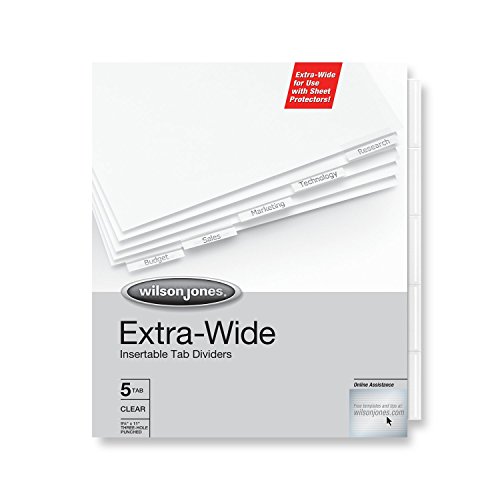 Product Cover Wilson Jones Oversized Insertable Dividers, 5-Tab Set, Clear Tabs (W55206A)