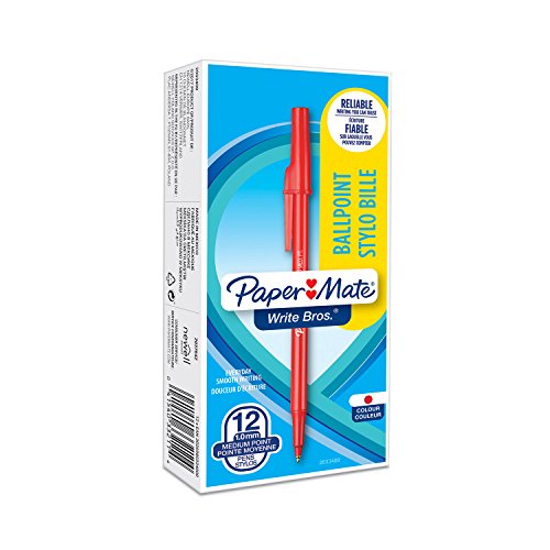 Product Cover Paper Mate Write Bros Ballpoint Pens, Medium Point (1.0mm), Red, 12 Count (3321131)