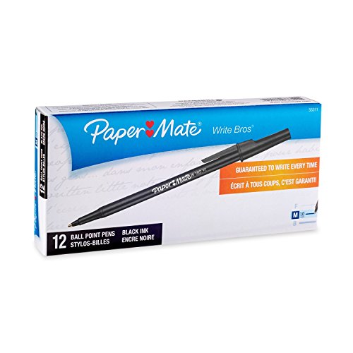Product Cover Paper Mate Write Bros Ballpoint Pens, Medium Point (1.0mm), Black, 12 Count