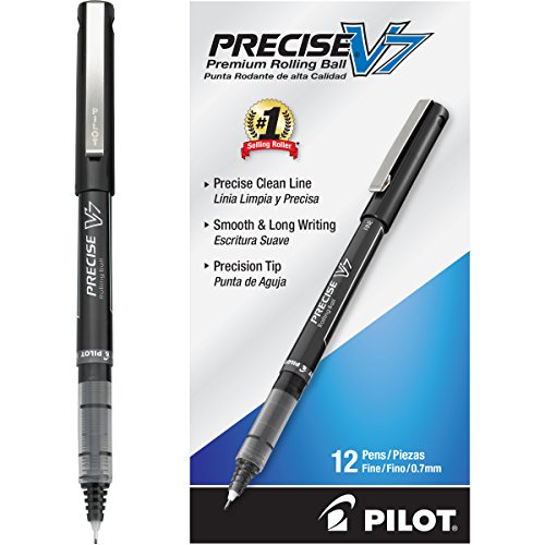Product Cover PILOT Precise V7 Stick Liquid Ink Rolling Ball Stick Pens, Fine Point, Black Ink, 12 Count (35346)