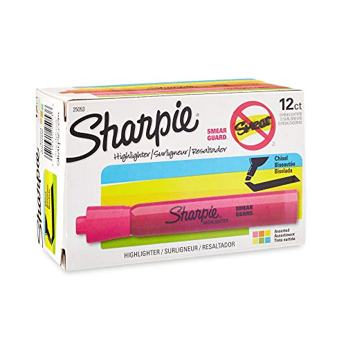 Product Cover Sharpie Tank Style Highlighters, Chisel Tip, Assorted, Box of 12