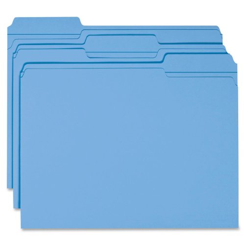 Product Cover Smead File Folder, Reinforced 1/3-Cut Tab, Letter Size, Blue, 100 per Box (12034)