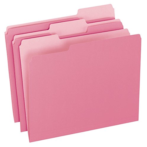 Product Cover Pendaflex Two-Tone Color File Folders, Letter Size, 1/3 Cut, Pink, 100 Per box (152 1/3 PIN)