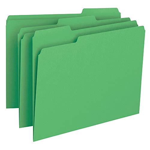Product Cover Smead File Folder, 1/3-Cut Tab, Letter Size, Green, 100 per Box (12143)