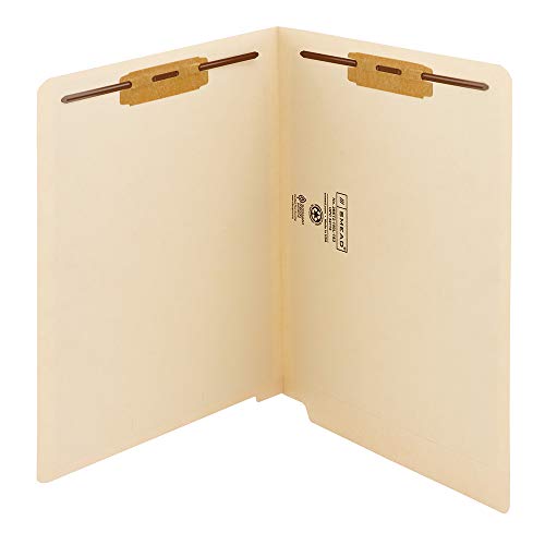 Product Cover Smead End Tab Fastener File Folder, Shelf-Master Reinforced Straight-Cut Tab, 2 Fasteners, Letter Size, Manila, 50 per Box (34115)