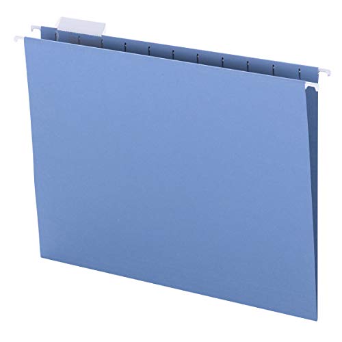 Product Cover Smead Colored Hanging File Folder with Tab, 1/5-Cut Adjustable Tab, Letter Size, Blue, 25 per Box (64060)