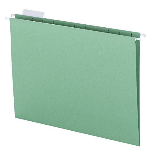 Product Cover Smead Colored Hanging File Folder with Tab, 1/5-Cut Adjustable Tab, Letter Size, Green, 25 per Box (64061)