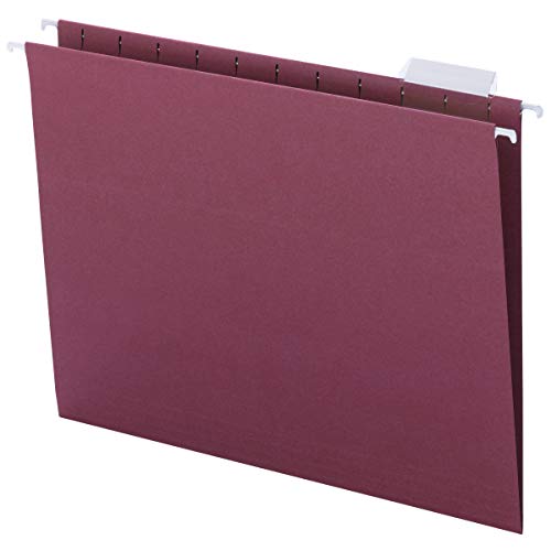 Product Cover Smead Colored Hanging File Folder with Tab, 1/5-Cut Adjustable Tab, Letter Size, Maroon, 25 per Box (64073)