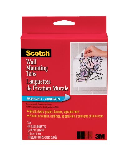 Product Cover Scotch Wall Mounting Tabs 7225, 1/2-inch x 3/4 Inches, 480 Tabs per Box