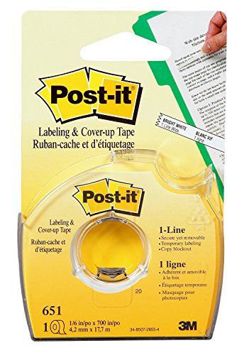 Product Cover Post-it(R) Labeling and Cover-Up Tape 651, 1/6-inch x 700 Inches