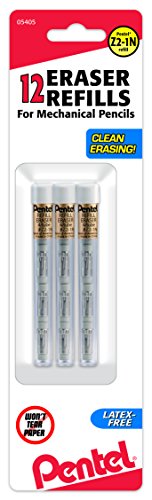 Product Cover Pentel Refill Eraser for Mechanical Pencils, 3 Tubes per pack, 4 erasers per tube