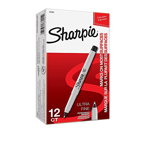 Product Cover Sharpie Permanent Markers, Ultra Fine Point, Black, 12-Count