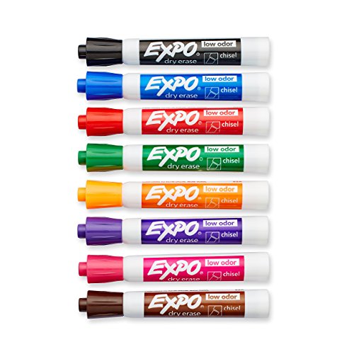 Product Cover EXPO Low Odor Dry Erase Markers, Chisel Tip, Assorted Colors, 8 Pack