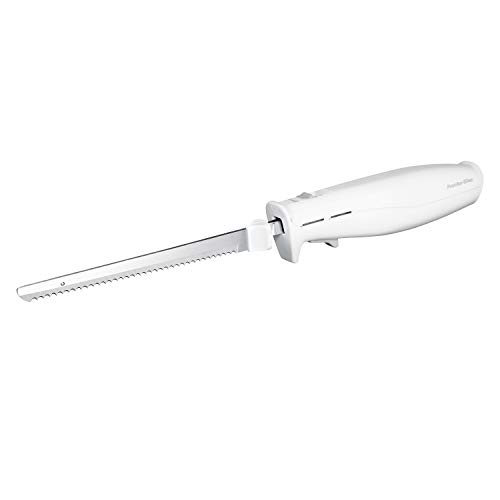 Product Cover Proctor Silex Easy Slice Electric Knife for Carving Meats, Poultry, Bread, Crafting Foam and More, Lightweight with Contoured Grip, White (74311Y)