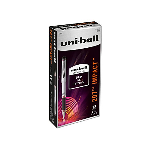 Product Cover Uni-Ball 207 Impact Stick Rollerball Gel Pen, Red Ink, Bold Point, Dozen (SAN65802)