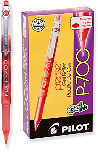 Product Cover PILOT Precise P-700 Gel Ink Rolling Ball Stick Pens, Marbled Barrel, Fine Point, Red Ink, 12 Count (38612)