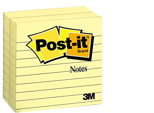 Product Cover 3M Post-it Notes,  America's #1 Favorite Sticky Note, 4 x 4-Inches, Canary Yellow, Lined, 300-Sheets/Pad, 2-Pads/Pack - 675-YL-2PK