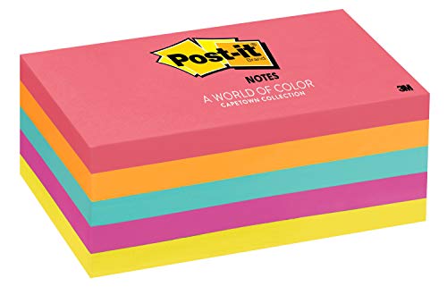 Product Cover Post-it Notes 6555PK Original Pads in Cape Town Colors, 3 x 5, 100-Sheet (Pack of 5) - 655-5PK