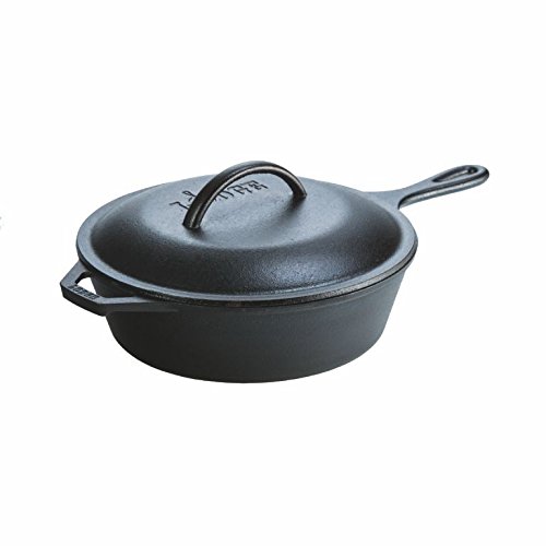 Product Cover Lodge 3 Quart Cast Iron Deep Skillet with Lid. Covered Cast Iron Skillet for Deep Frying and and Bread Baking.
