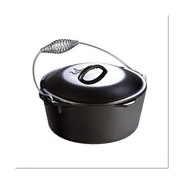 Product Cover Lodge 5 Quart Cast Iron Dutch Oven. Pre Seasoned Cast Iron Pot and Lid with Wire Bail for Camp Cooking