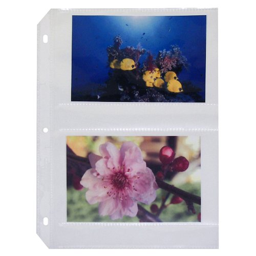 Product Cover C-Line Ring Binder Photo Storage Pages for 4 x 6 Inch Photos, Side Load, 4 Photos/Page, 50 Pages per Box (52564)