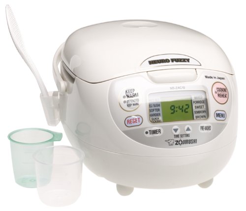 Product Cover Zojirushi NS-ZCC10 5-1/2-Cup (Uncooked) Neuro Fuzzy Rice Cooker and Warmer, Premium White, 1.0-Liter