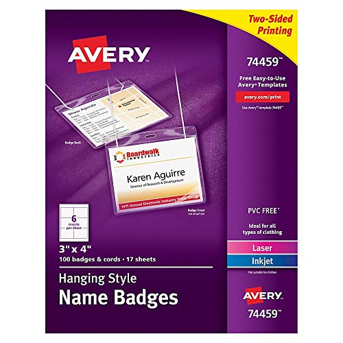 Product Cover Avery Name Badges with Lanyards, Print or Write,  3