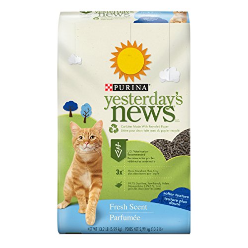 Product Cover Purina Yesterday's News Non Clumping Paper Cat Litter, Fresh Scent Low Tracking Cat Litter - 13.2 lb. Bag