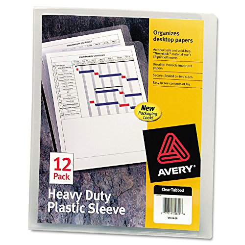 Product Cover Avery 72611 Heavy-Duty Plastic Sleeves, Letter, Polypropylene, Clear (Pack of 12)