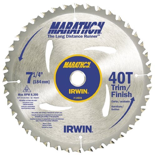 Product Cover IRWIN Tools MARATHON Carbide Corded Circular Saw Blade, 7 1/4-inch, 40T (14031)
