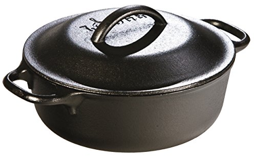 Product Cover Lodge 2 Quart Cast Iron Dutch Oven. Pre-seasoned Pot with Lid for Cooking, Basting, or Baking