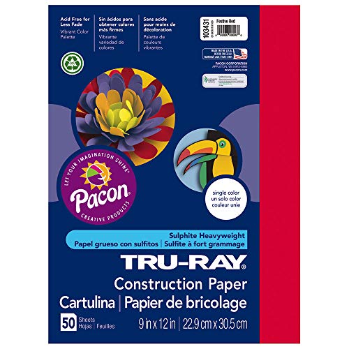 Product Cover Pacon Tru-Ray Heavyweight Construction Paper, Festive Red,  9