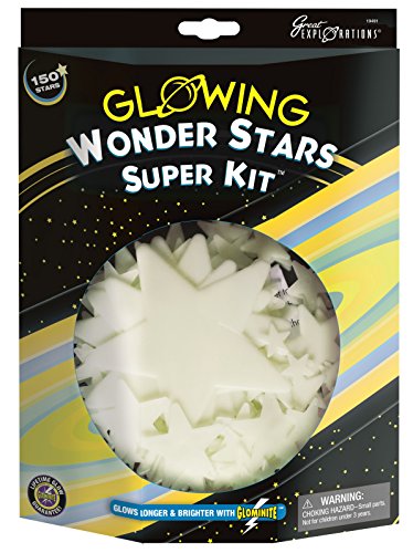 Product Cover Great Explorations Wonder Stars Super Kit Glow In The Dark Ceiling Stars 150Piece In 4 Sizes Reusable Adhesive Putty & Constellation Star Map Lifetime Glow Guarantee
