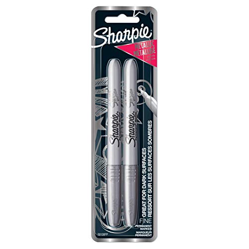 Product Cover Sharpie 39108PP Fine Point Metallic Silver Permanent Marker, 1 Blister Pack with 2 Markers each (Packaging May vary)