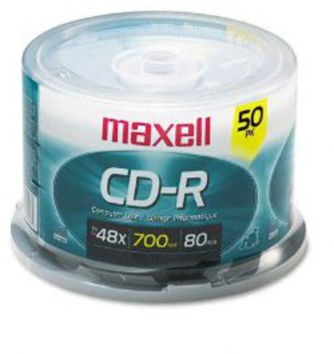 Product Cover Maxell MAX648250 Branded CD Recordable Media, CD-R, 48x, 700 MB, 50 Pack Spindle for Most CD Recorders 40X Speed Certified Recording