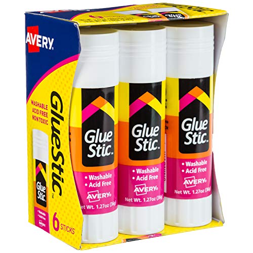 Product Cover Avery Glue Stick White, Washable, Nontoxic, 1.27 oz. Permanent Glue Stic, 6pk (98073)