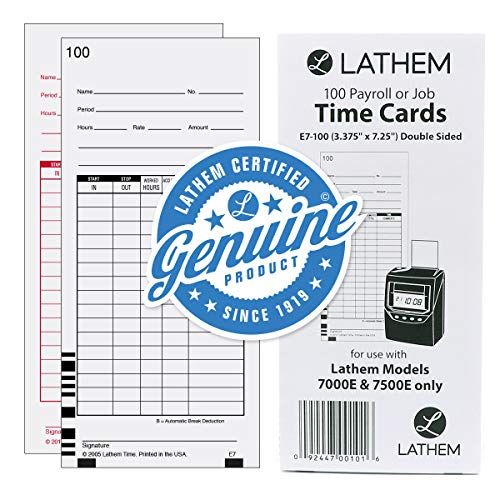 Product Cover Lathem Bar Coded Time Cards, for Use with Lathem 7000E & 7500E Time Clocks, 7