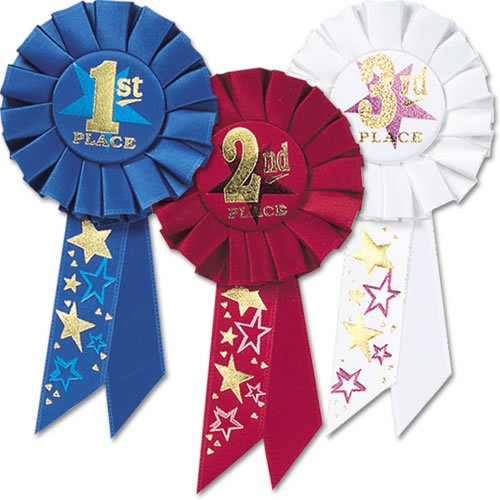 Product Cover Beistle RAP04 3-Pack 1st, 2nd, 3rd, Place Award Rosettes Party Decor, 3-1/4-Inch by 6-1/2-Inch