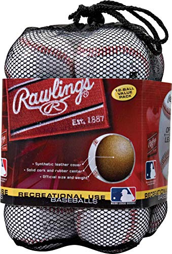 Product Cover Rawlings Official League Recreational Use Baseballs, Bag of 12, OLB3BAG12