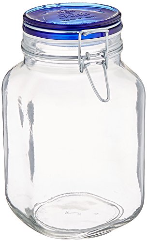 Product Cover Bormioli Rocco Fido Square Jar with Blue Lid, 67.5-Ounce