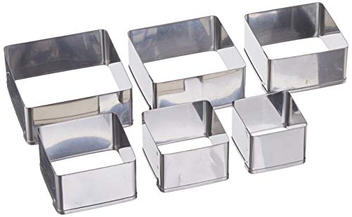 Product Cover Ateco 5253 Plain Edge Square Cutters in Graduated Sizes, Stainless Steel, 6 Pc Set