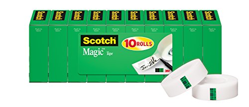 Product Cover Scotch Magic Tape, Numerous Applications, Invisible, Engineered for Repairing, 3/4 x 1000 Inches, Boxed, 10 Rolls (810P10K)